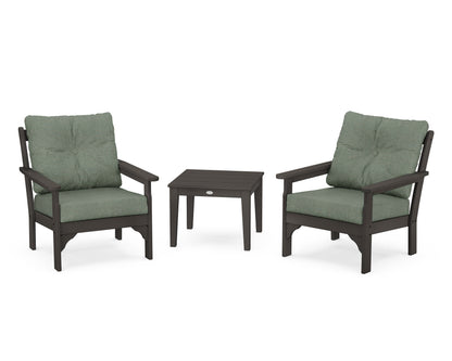 POLYWOOD® Vineyard 3-Piece Deep Seating Set in Vintage Coffee / Cast Sage