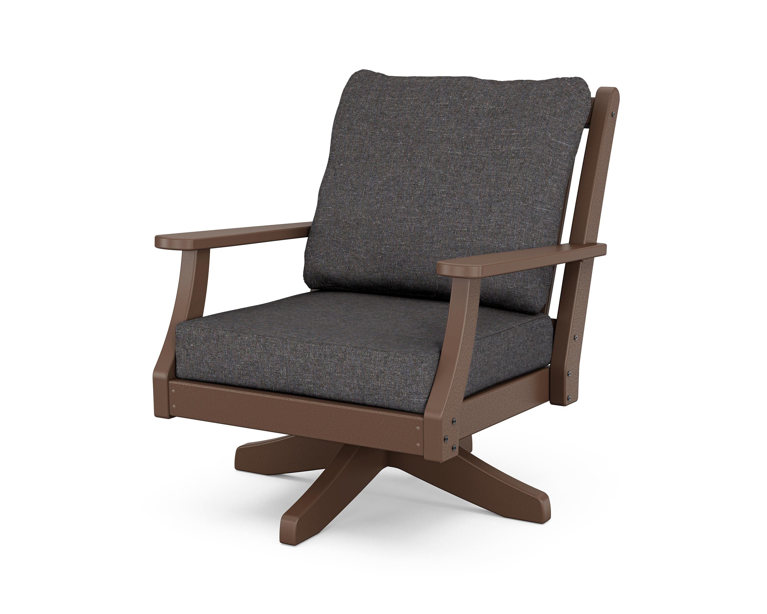 Country Living Wovendale Deep Seating Swivel Chair in Mahogany / Ash Charcoal