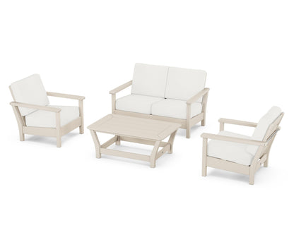 POLYWOOD® Harbour 4-Piece Deep Seating Set in Sand / Natural Linen