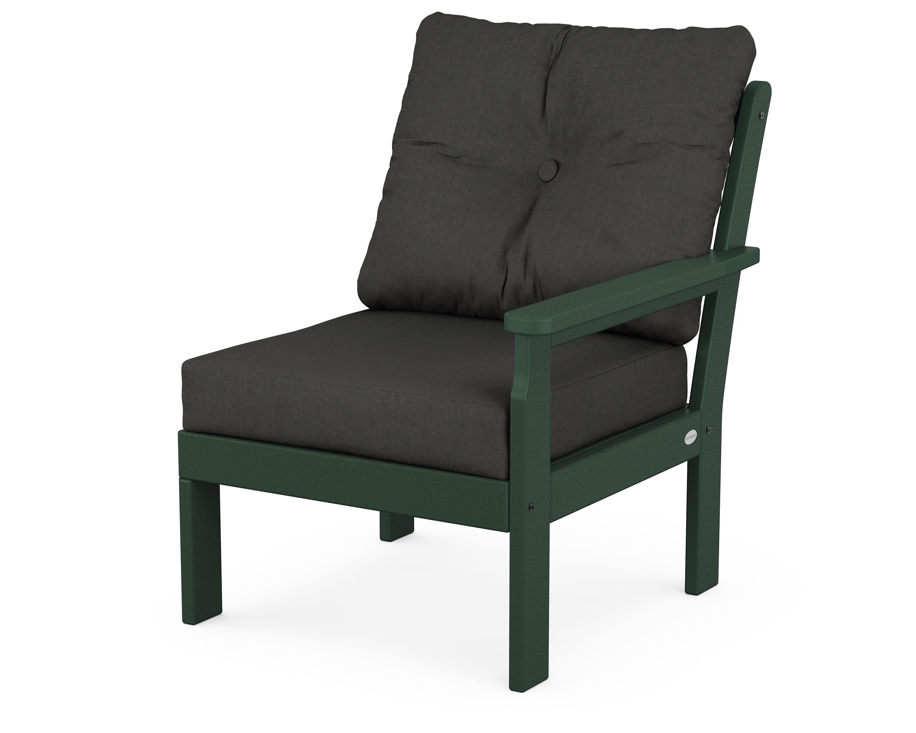 POLYWOOD® Vineyard Modular Right Arm Chair in Green / Spectrum Carbon