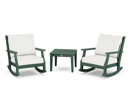 Country Living Wovendale 3-Piece Deep Seating Rocker Set in Green / Natural Linen