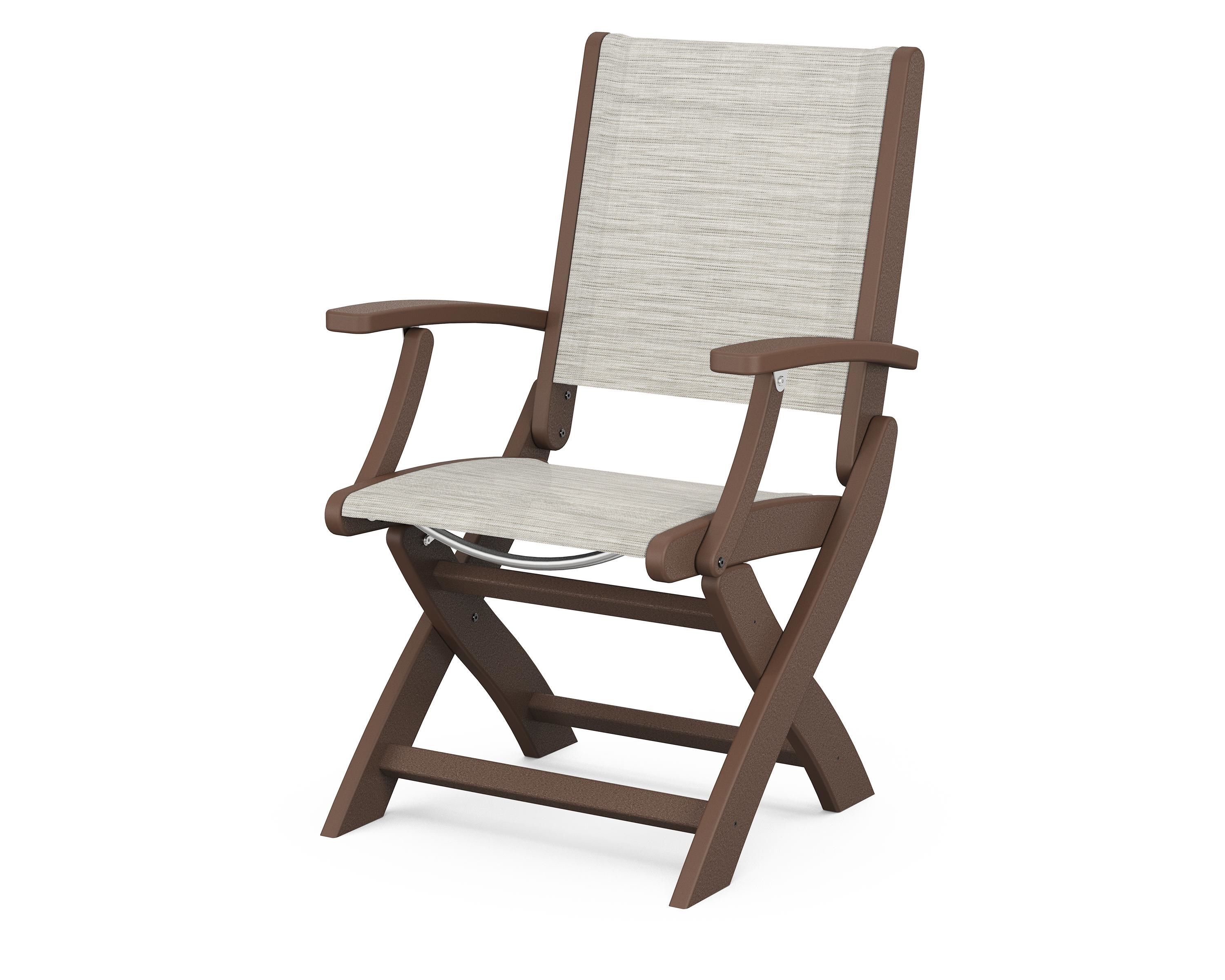 POLYWOOD® Coastal Folding Chair in Mahogany / Birch Sling