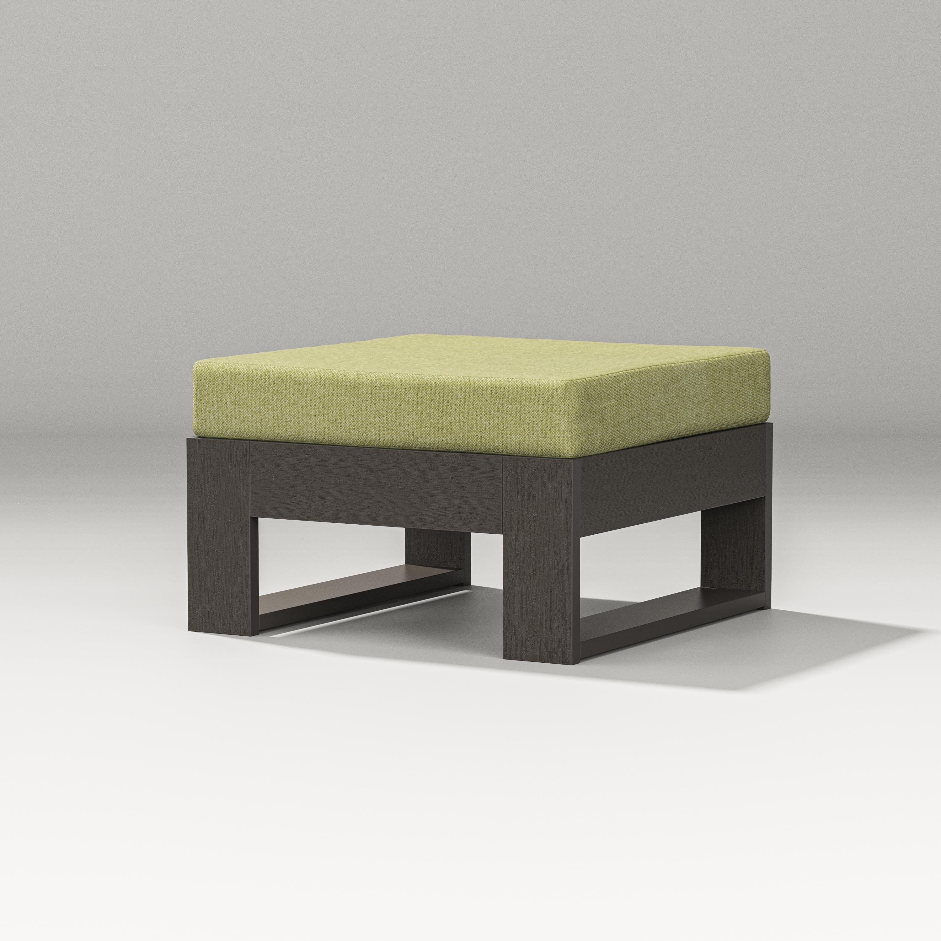 PW Designer Series Latitude Lounge Ottoman in Vintage Coffee / Chartreuse Boucle