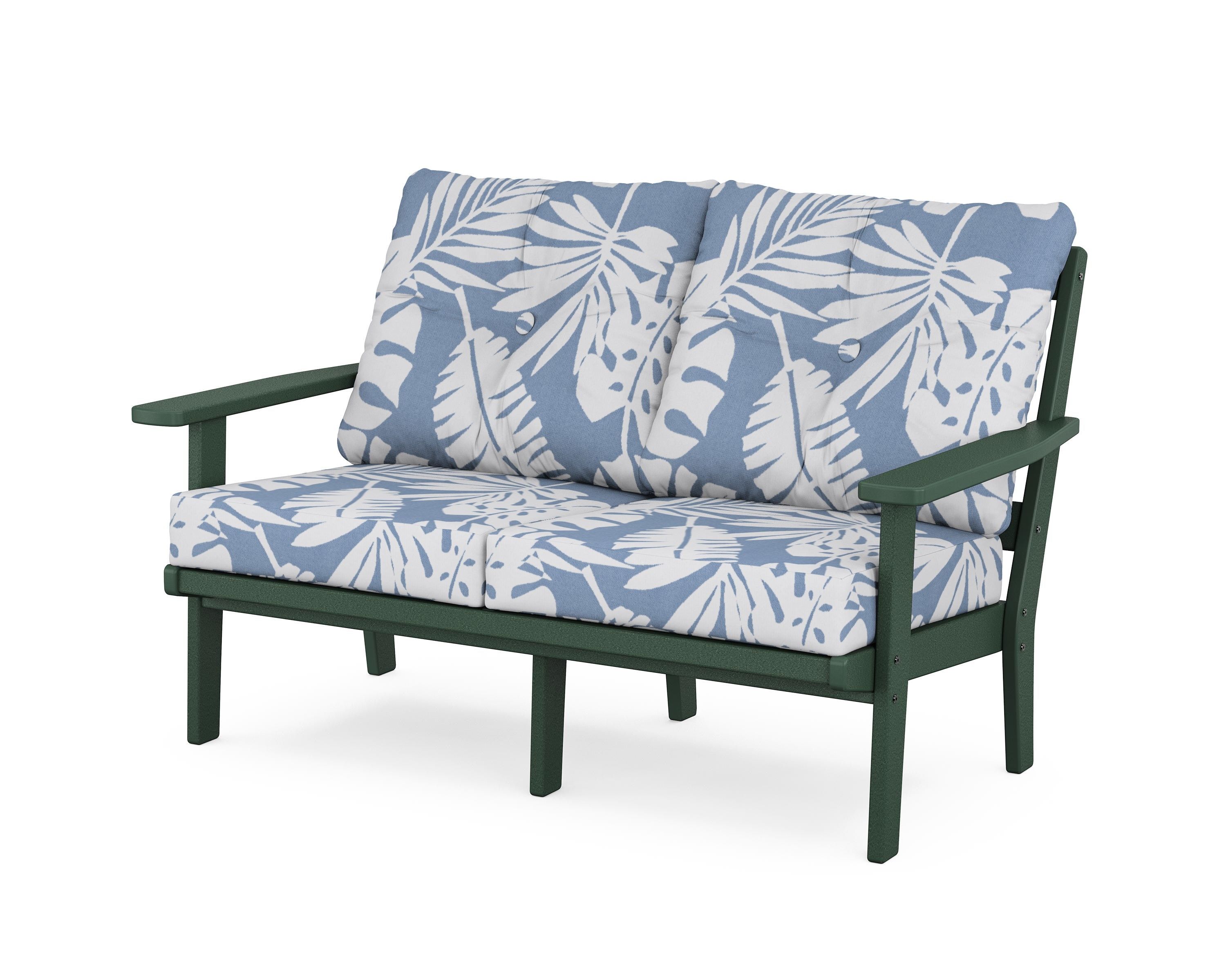 POLYWOOD® Prairie Deep Seating Loveseat in Green / Leaf Sky Blue