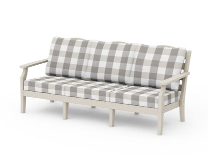Draper James™ by  POLYWOOD® Savannah Deep Seating Sofa in Sand / Buffalo Plaid Grey Mist