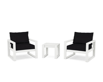 POLYWOOD® EDGE Sectional 3-Piece Deep Seating Set in White / Midnight Linen