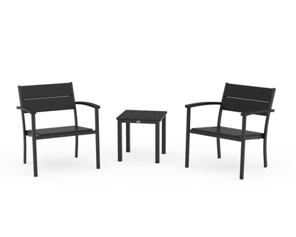 POLYWOOD® Main Street 3-Piece Lounge Chair Set in Black / Black