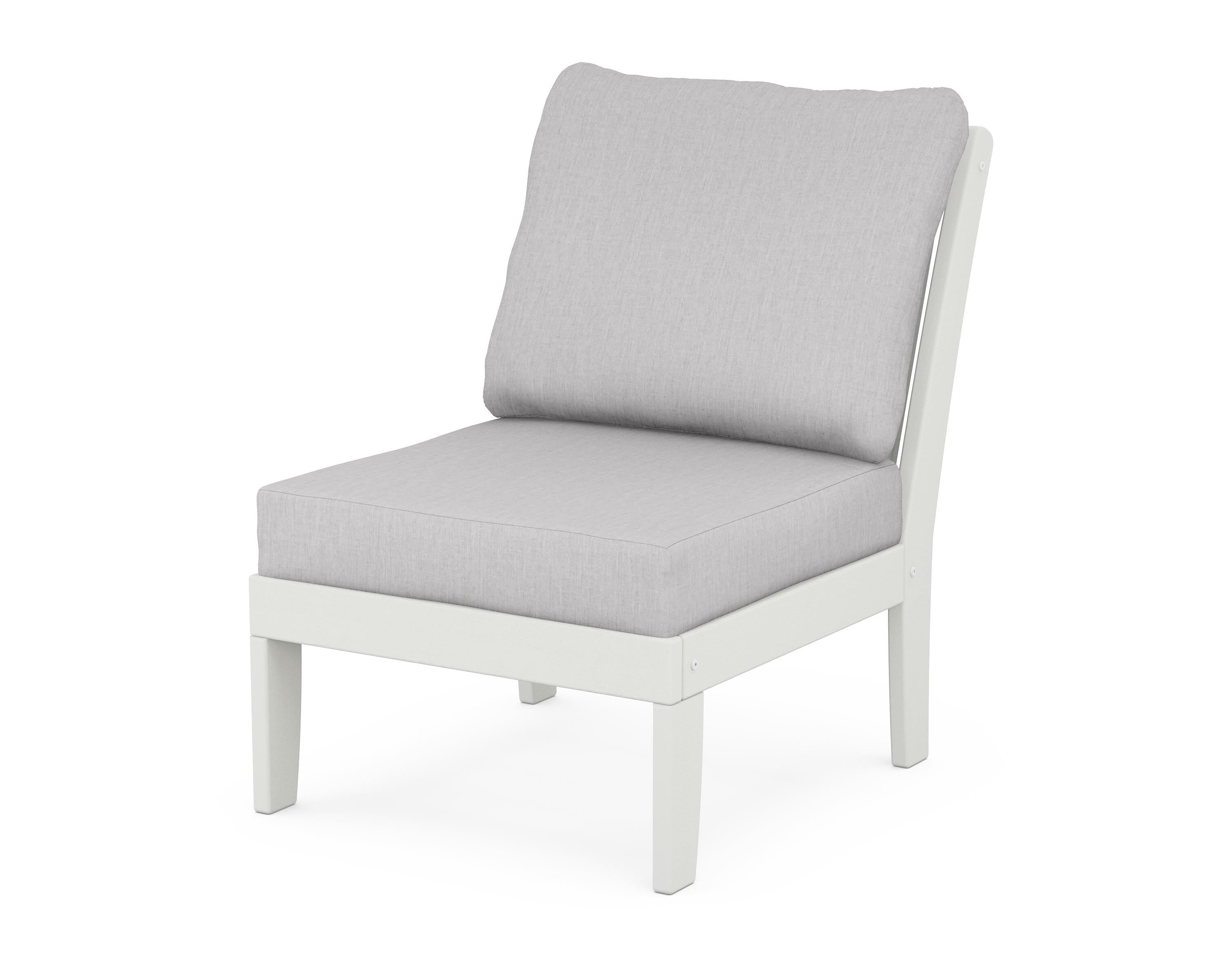 POLYWOOD® Braxton Modular Armless Chair in Vintage White / Granite