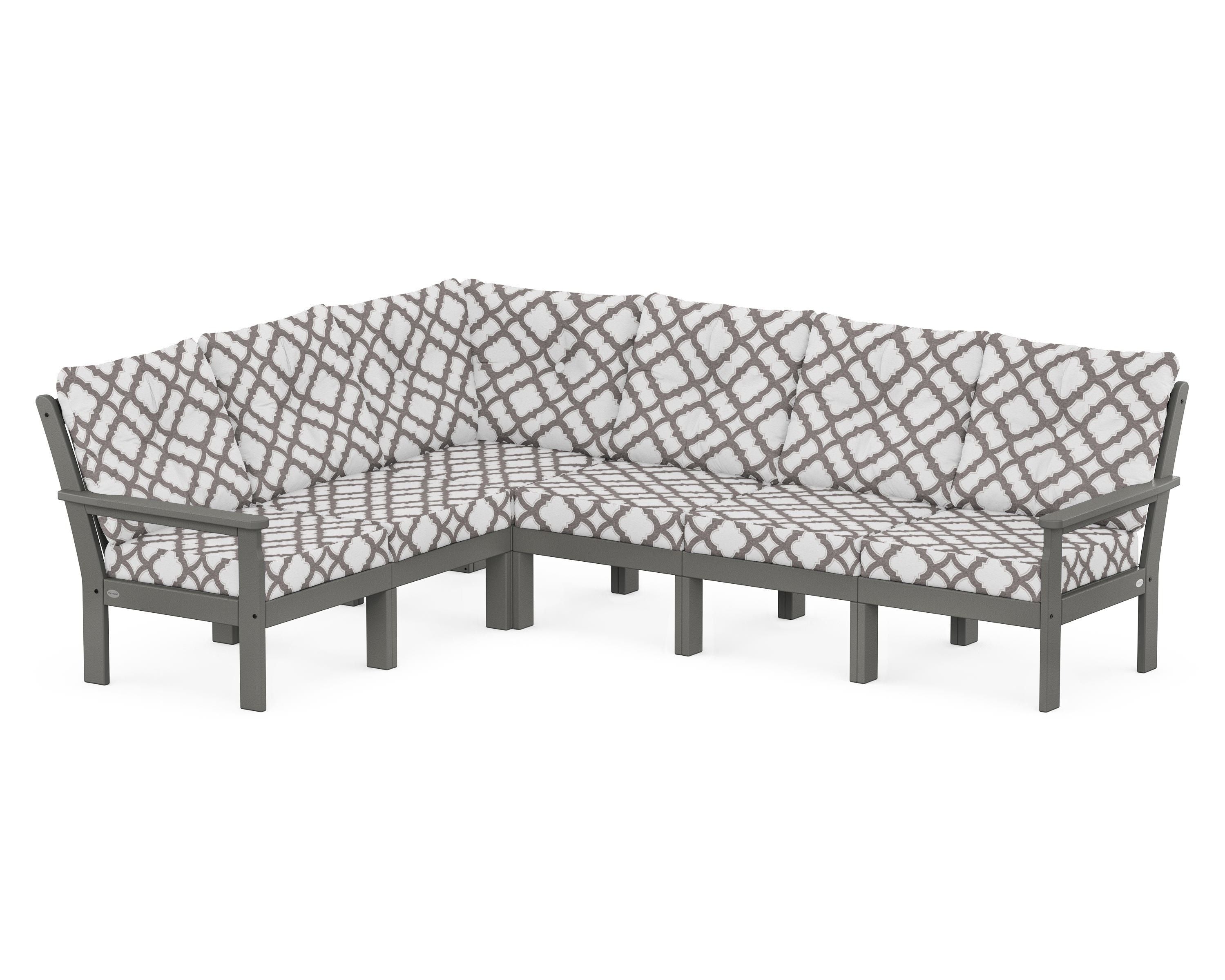 POLYWOOD® Vineyard 6-Piece Sectional in Slate Grey / Trellis Grey Mist