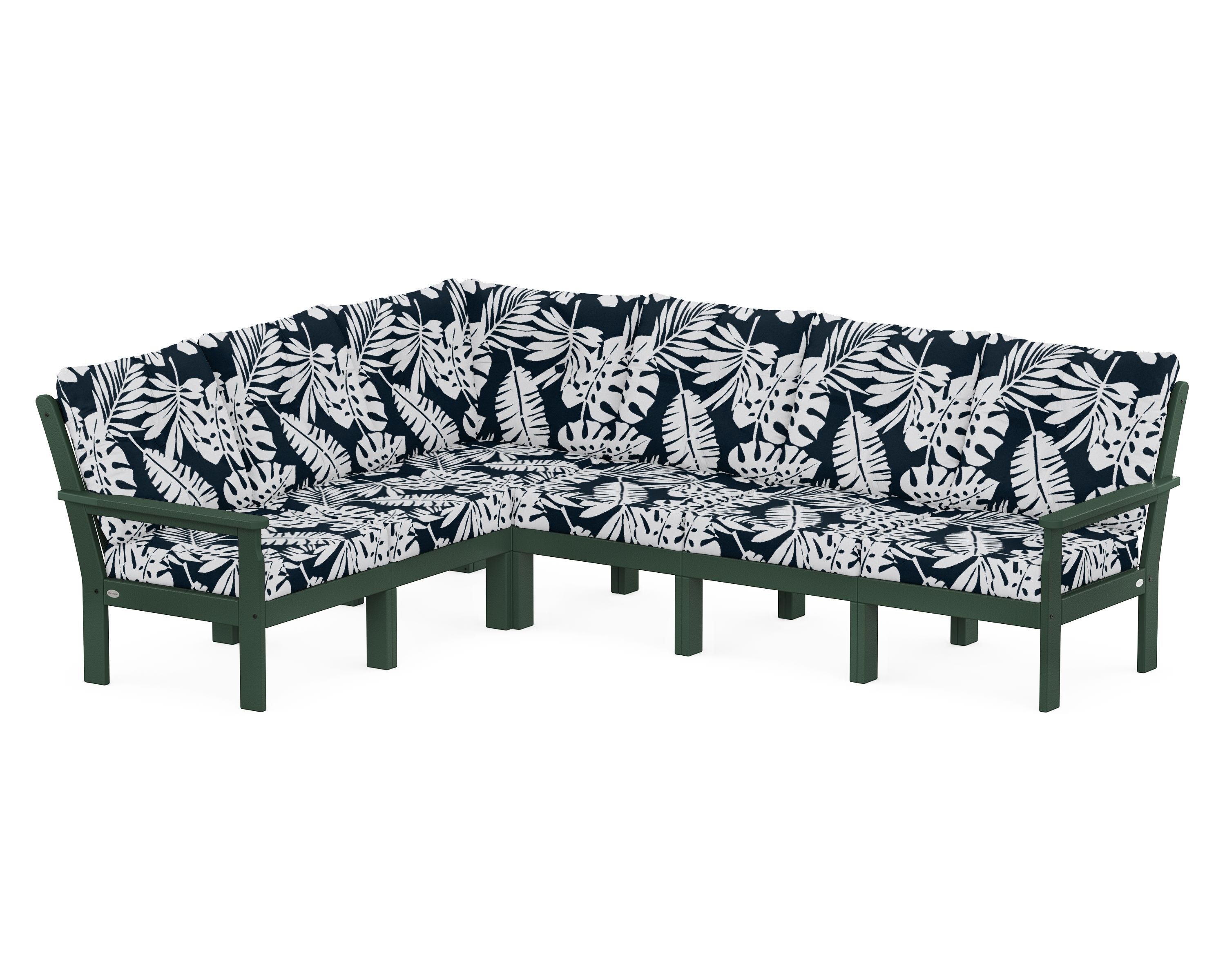 POLYWOOD® Vineyard 6-Piece Sectional in Green / Leaf Marine Indigo