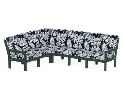 POLYWOOD® Vineyard 6-Piece Sectional in Green / Leaf Marine Indigo