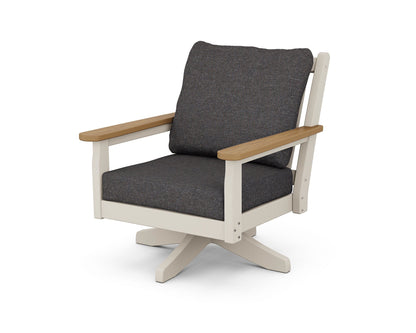POLYWOOD® Chippendale Deep Seating Swivel Chair in Sand / Natural / Ash Charcoal