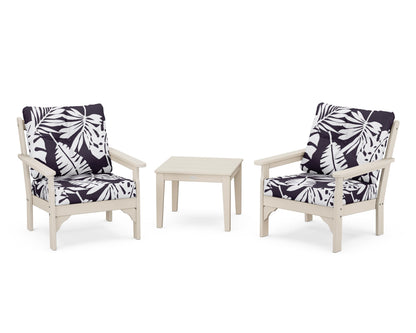 POLYWOOD® Vineyard 3-Piece Deep Seating Set in Sand / Leaf Navy