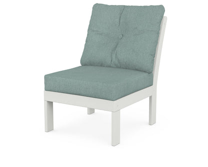 POLYWOOD® Vineyard Modular Armless Chair in Vintage White / Glacier Spa