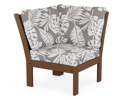 POLYWOOD® Vineyard Modular Corner Chair in Teak / Leaf Grey Mist