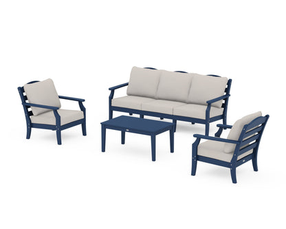 Draper James™ by  POLYWOOD® Savannah 4-Piece Deep Seating Set with Sofa in Navy / Cast Ash