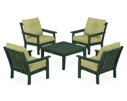POLYWOOD® Vineyard 5-Piece Deep Seating Conversation Set in Green / Chartreuse Boucle