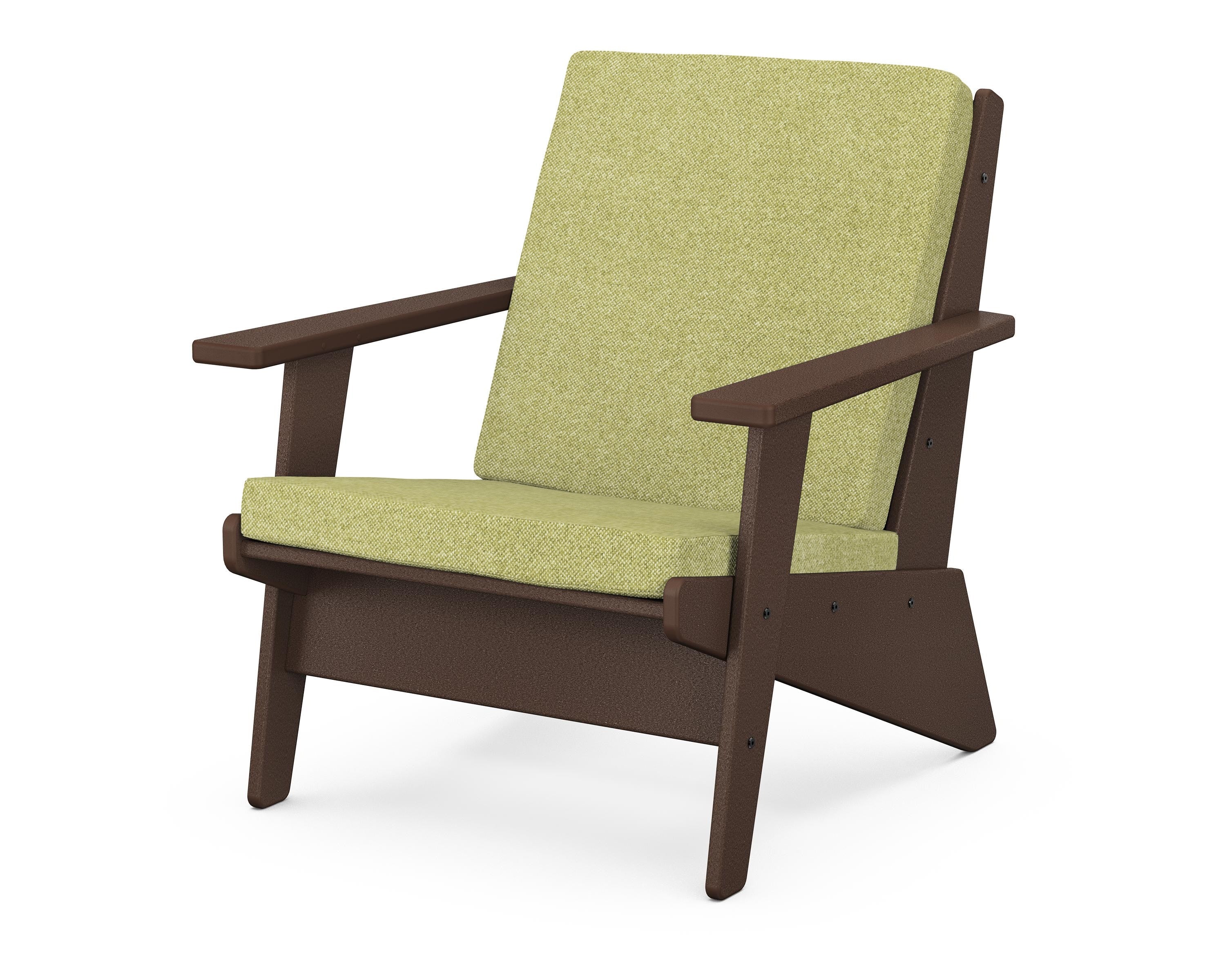 POLYWOOD® Riviera Modern Lounge Chair in Mahogany / Chartreuse Boucle