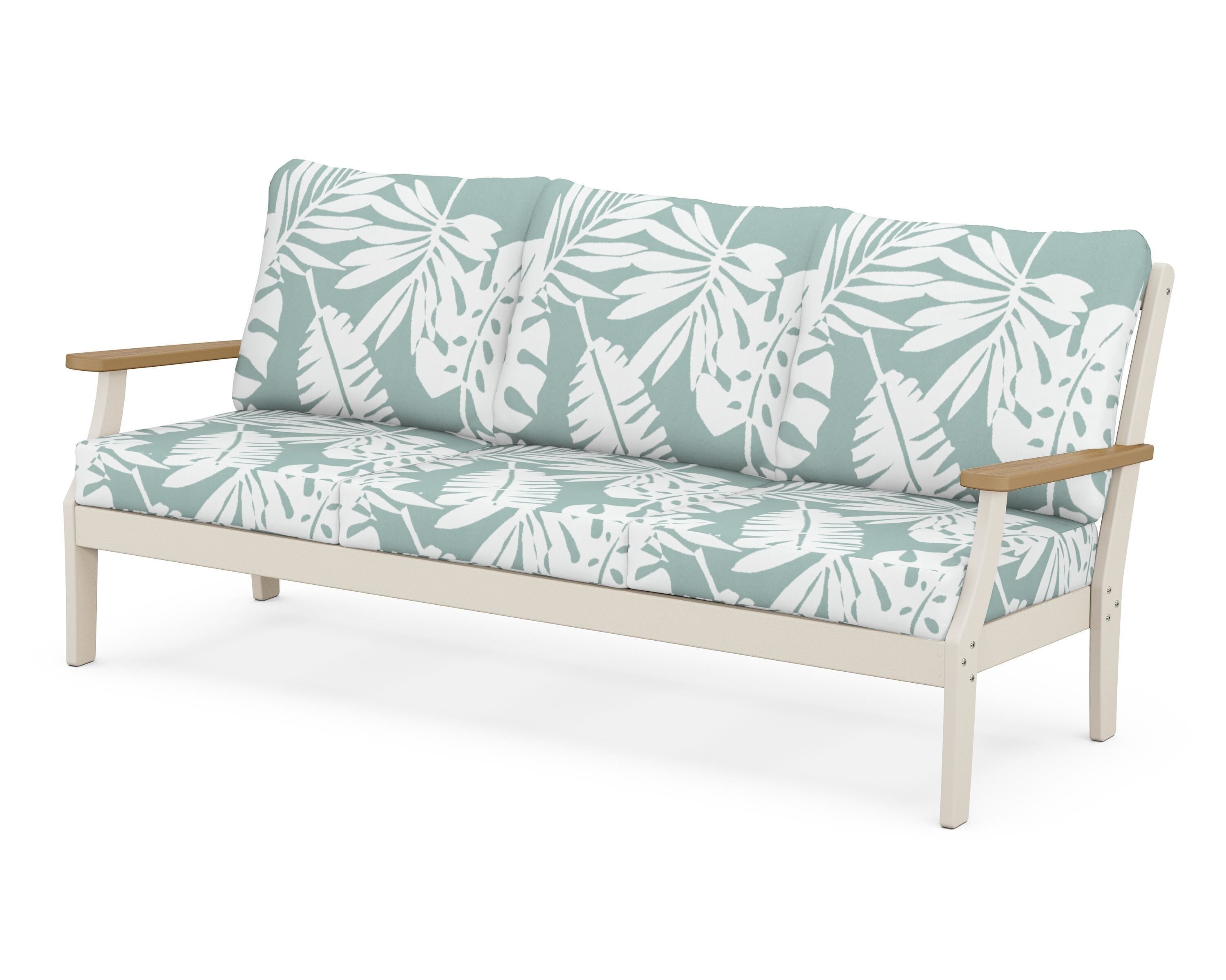 POLYWOOD® Braxton Deep Seating Sofa in Sand / Natural / Leaf Glacier Spa
