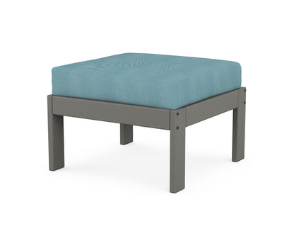 POLYWOOD® Vineyard Modular Ottoman in Slate Grey / Lattice Sky Blue