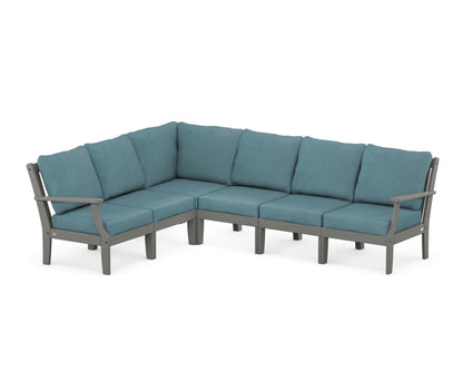 POLYWOOD® Braxton Modular 6-Piece Deep Seating Set in Slate Grey / Ocean Teal