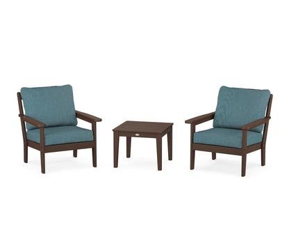 Country Living Cottage 3-Piece Deep Seating Set in Mahogany / Ocean Teal