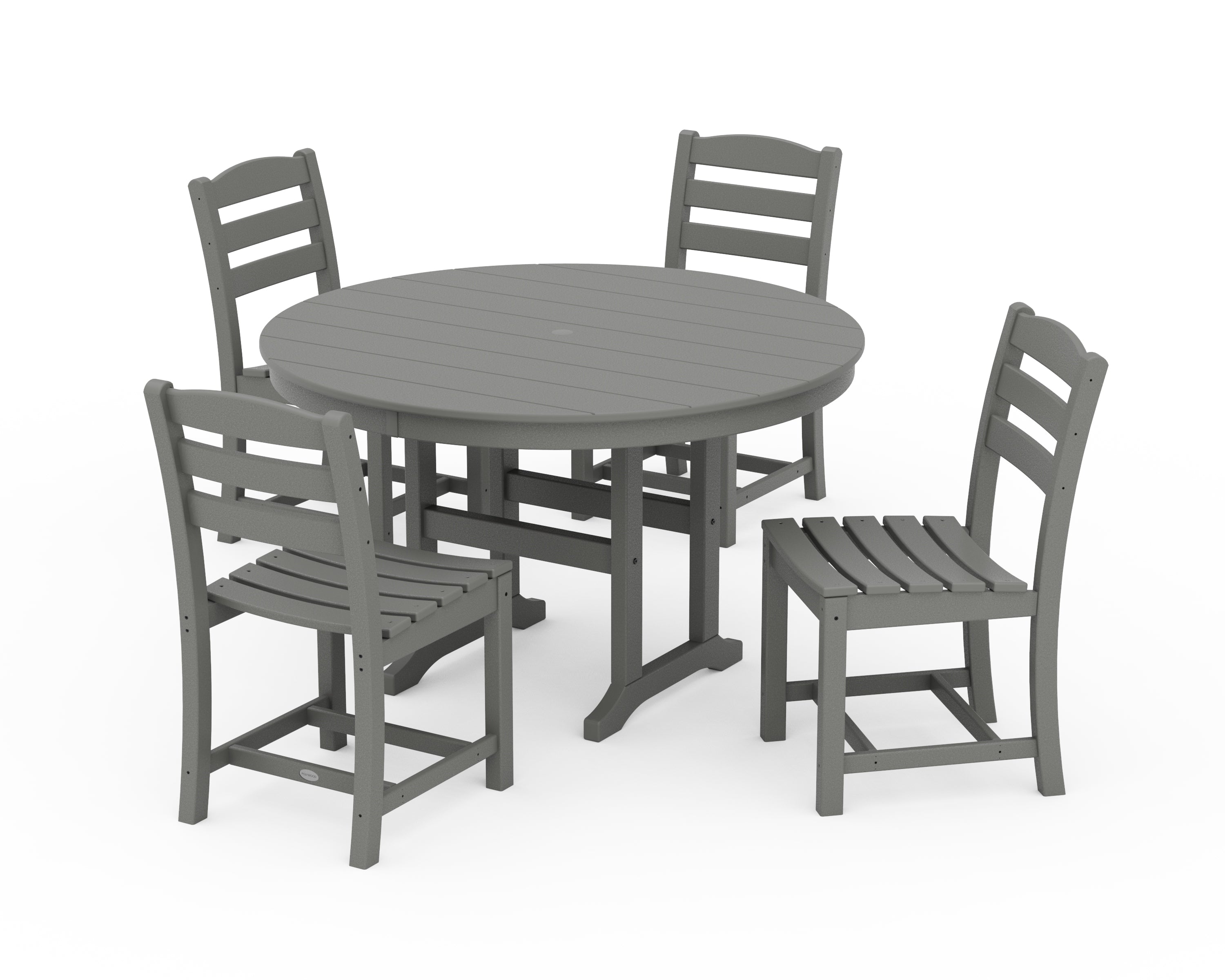 POLYWOOD® La Casa Café Side Chair 5-Piece Round Farmhouse Dining Set in Slate Grey
