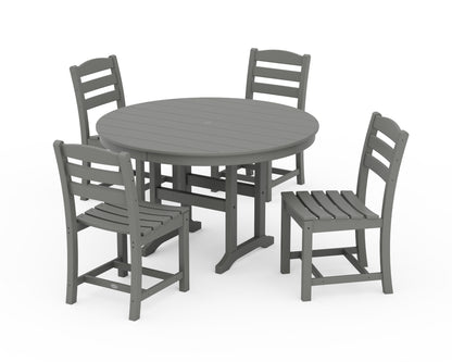 POLYWOOD® La Casa Café Side Chair 5-Piece Round Farmhouse Dining Set in Slate Grey