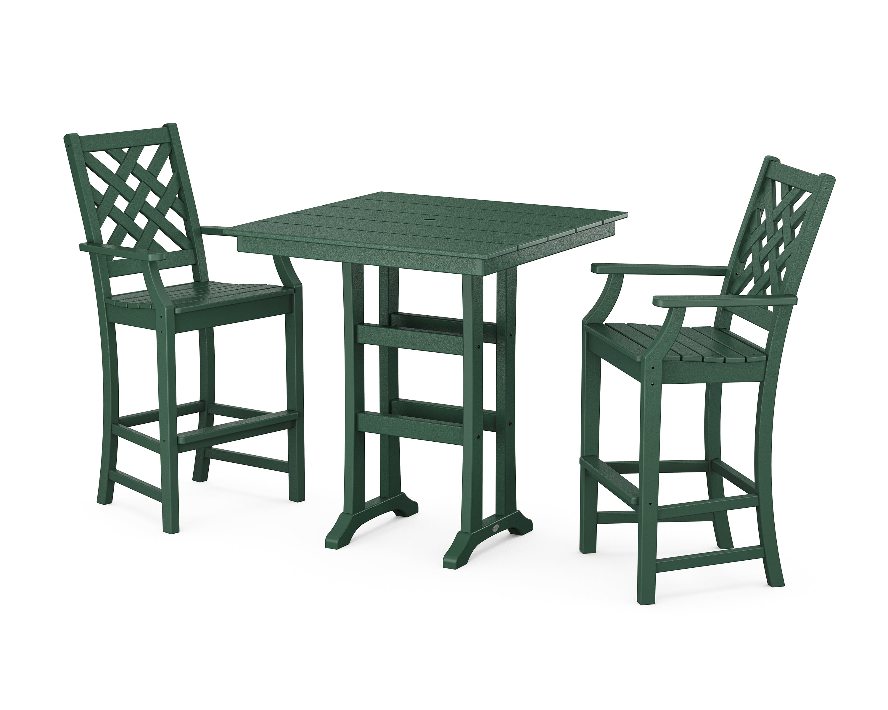 Country Living Wovendale 3-Piece Farmhouse Bar Set with Trestle Legs in Green
