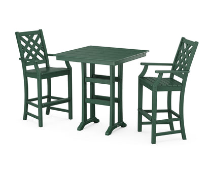 Country Living Wovendale 3-Piece Farmhouse Bar Set with Trestle Legs in Green