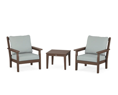 POLYWOOD® Chippendale 3-Piece Deep Seating Set in Mahogany / Spa
