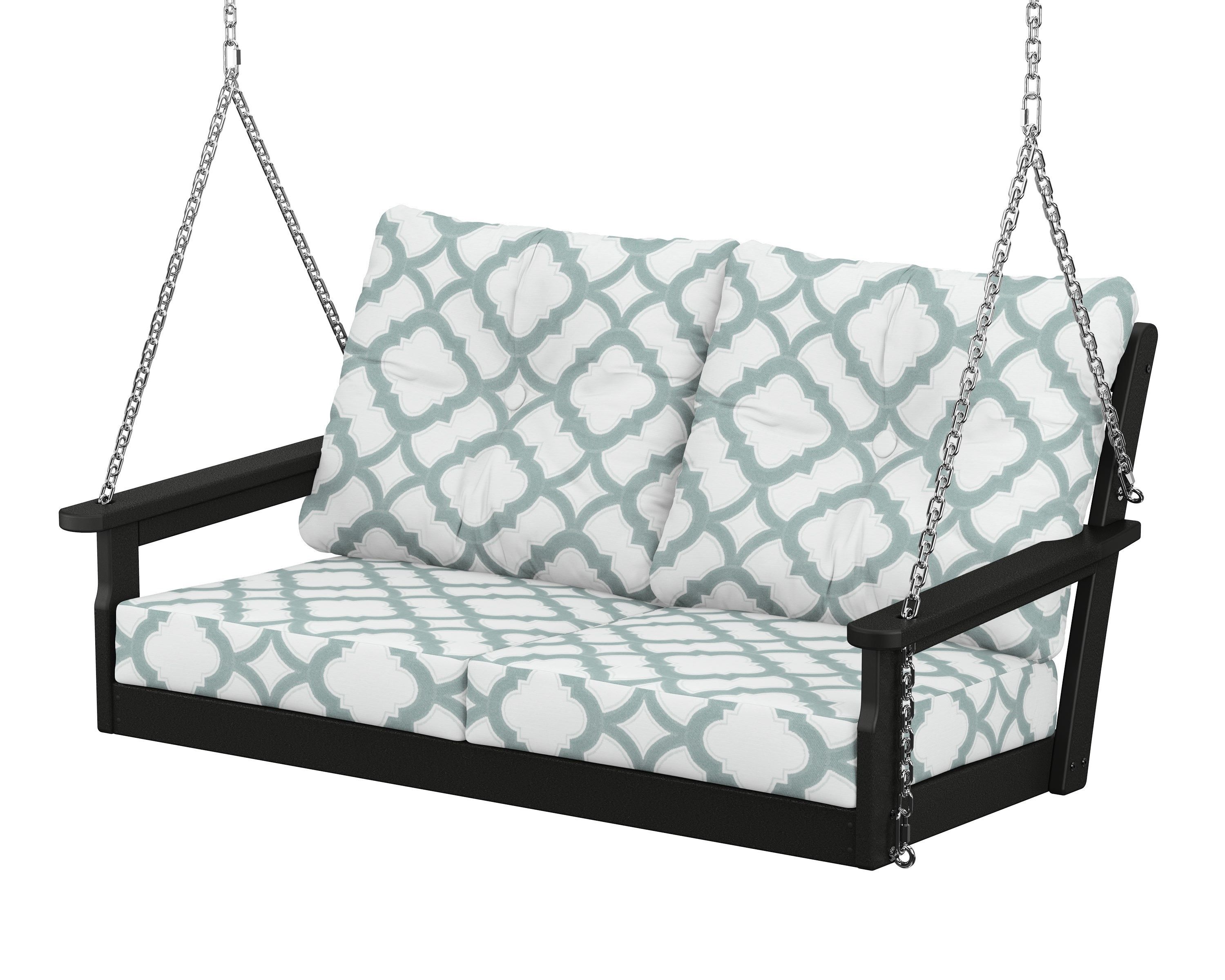 POLYWOOD® Vineyard Deep Seating Swing in Black / Trellis Glacier Spa