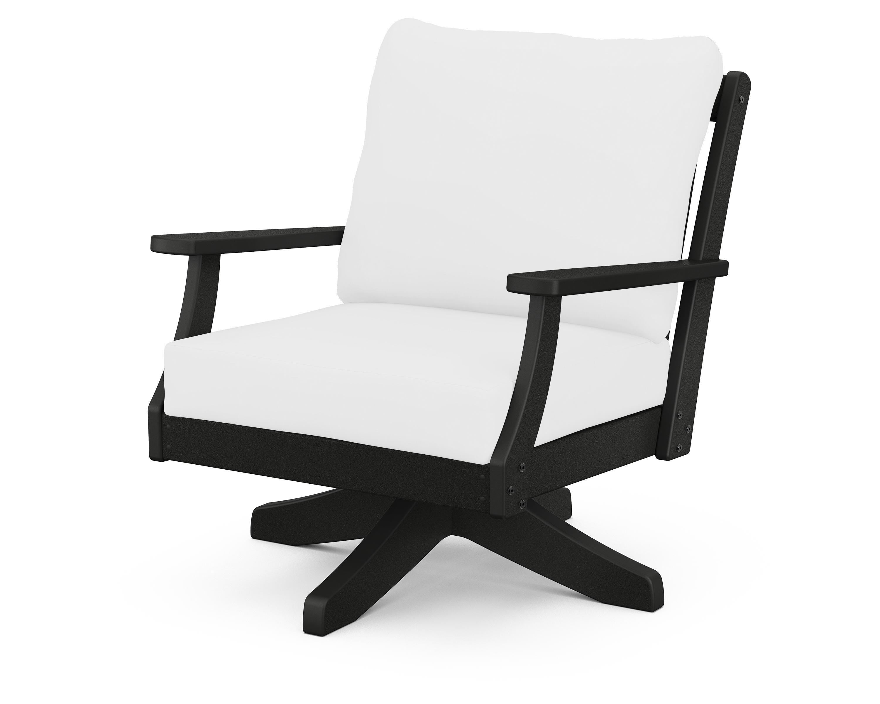 POLYWOOD® Braxton Deep Seating Swivel Chair in Black / Natural