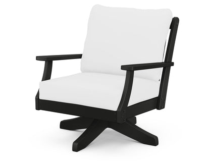 POLYWOOD® Braxton Deep Seating Swivel Chair in Black / Natural
