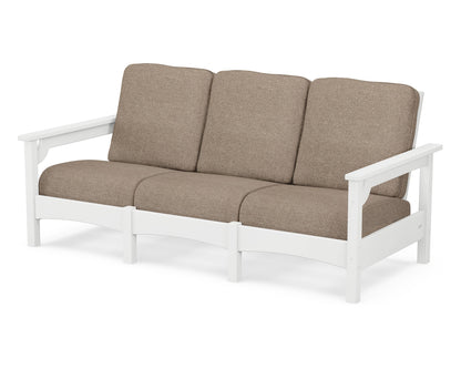POLYWOOD® Club Sofa in White / Spiced Burlap