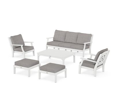 Martha Stewart by POLYWOOD® Chinoiserie 6-Piece Lounge Sofa Set in White / Grey Mist