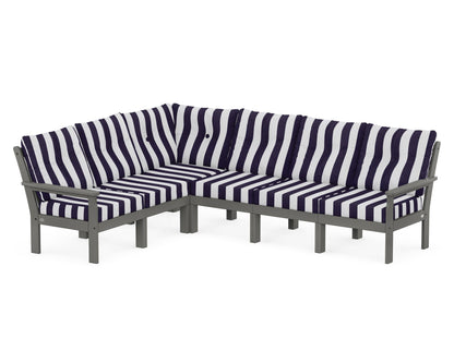 POLYWOOD® Vineyard 6-Piece Sectional in Slate Grey / Cabana Stripe Navy