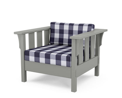 Martha Stewart by POLYWOOD® Acadia Deep Seating Chair in Slate Grey / Buffalo Plaid Navy