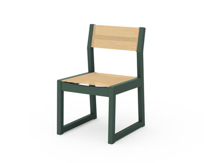 POLYWOOD® Edge Sling Dining Side Chair - 2 Chairs in Green / Dupioni Apricot Sling