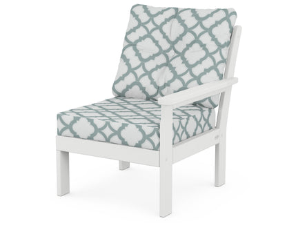 POLYWOOD® Vineyard Modular Right Arm Chair in White / Trellis Glacier Spa