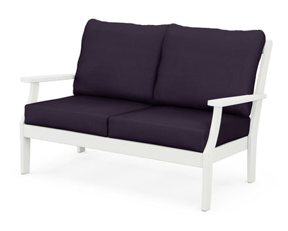 POLYWOOD® Braxton Deep Seating Loveseat in Vintage White / Navy Linen