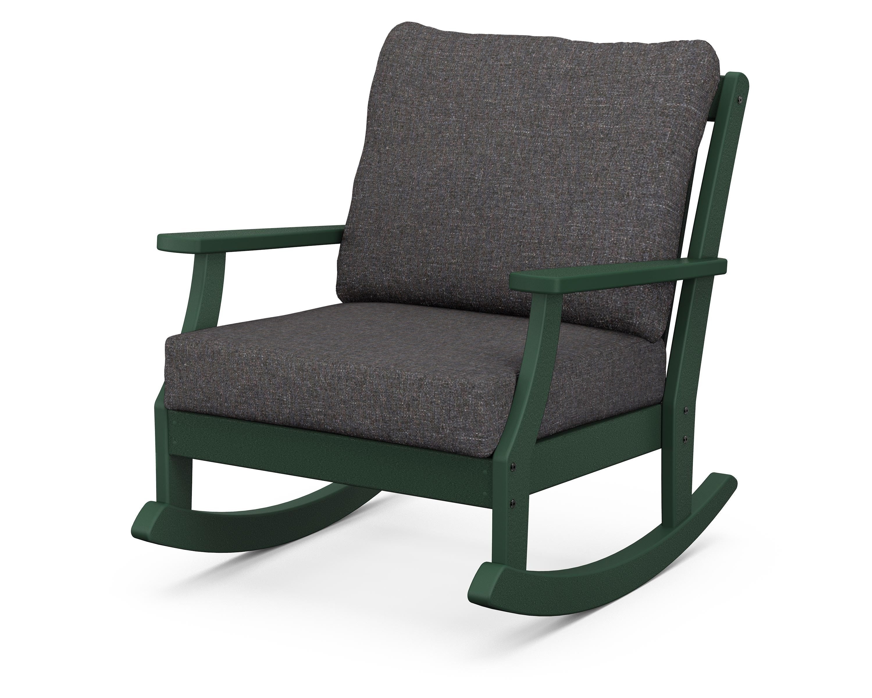 POLYWOOD® Braxton Deep Seating Rocking Chair in Green / Ash Charcoal