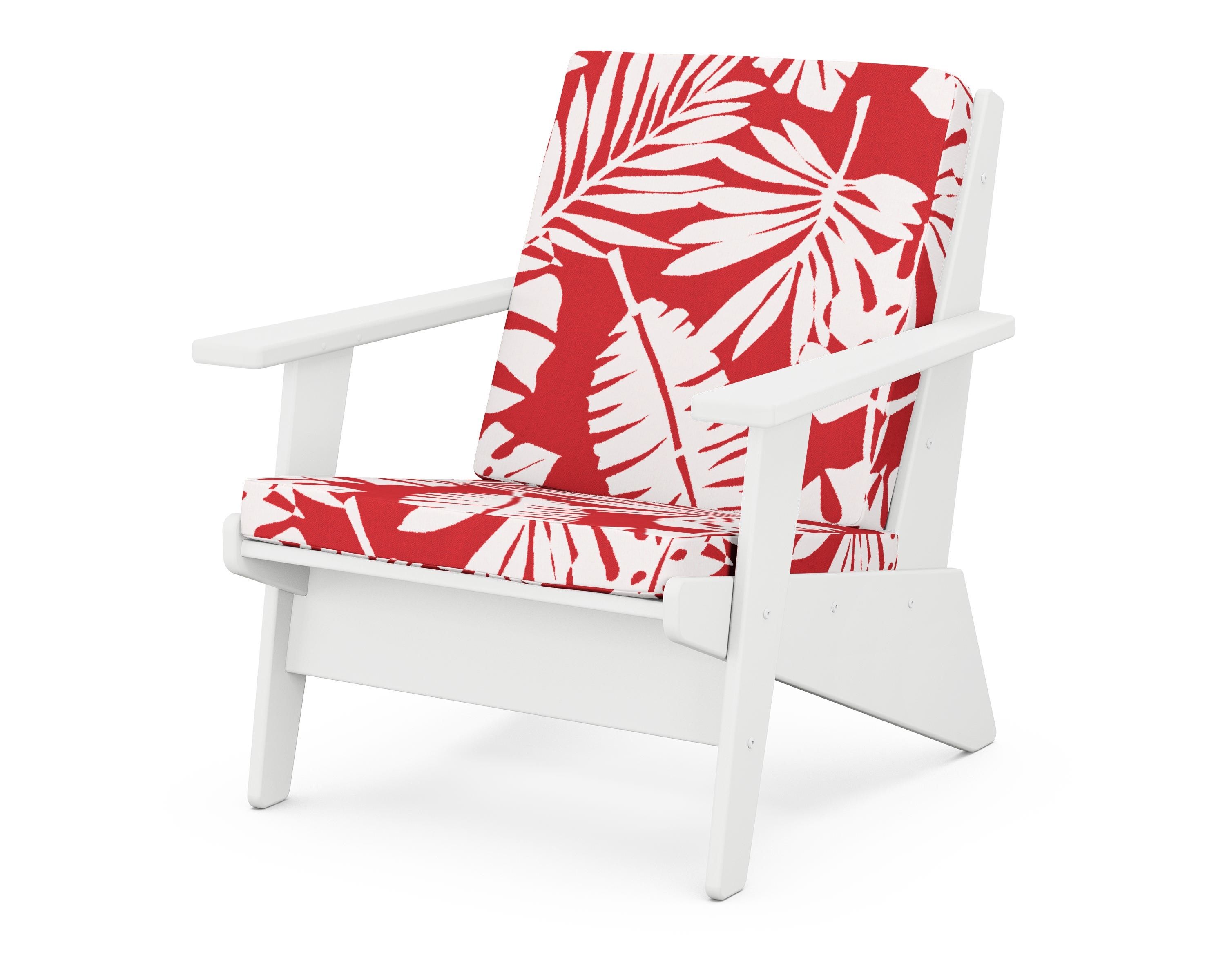 POLYWOOD® Riviera Modern Lounge Chair in White / Leaf Crimson