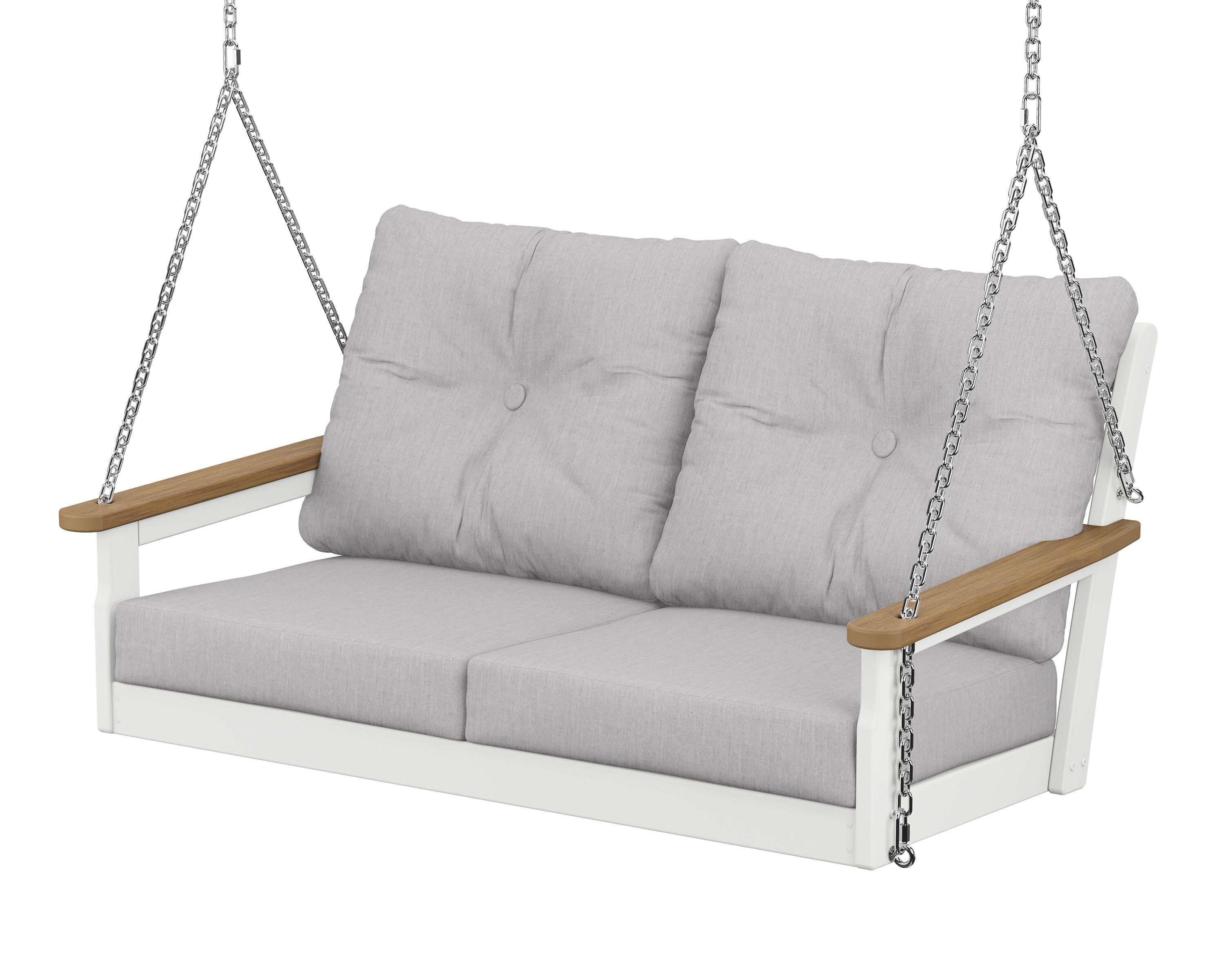 POLYWOOD® Vineyard Deep Seating Swing in White / Natural / Granite