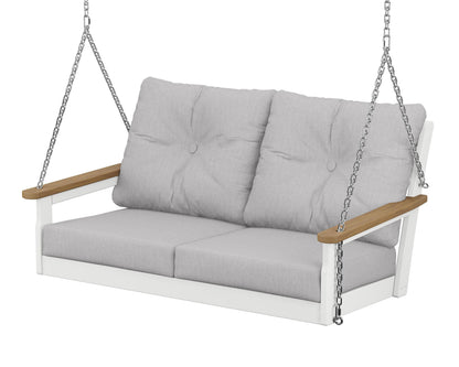 POLYWOOD® Vineyard Deep Seating Swing in White / Natural / Granite