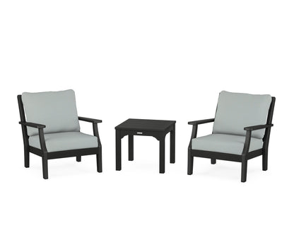 Martha Stewart by POLYWOOD® Chinoiserie 3-Piece Deep Seating Set in Black / Spa