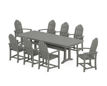 POLYWOOD® Classic Adirondack 9-Piece Dining Set with Trestle Legs in Slate Grey