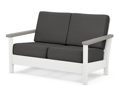 POLYWOOD® Harbour Deep Seating Loveseat in White / Driftwood / Spectrum Carbon