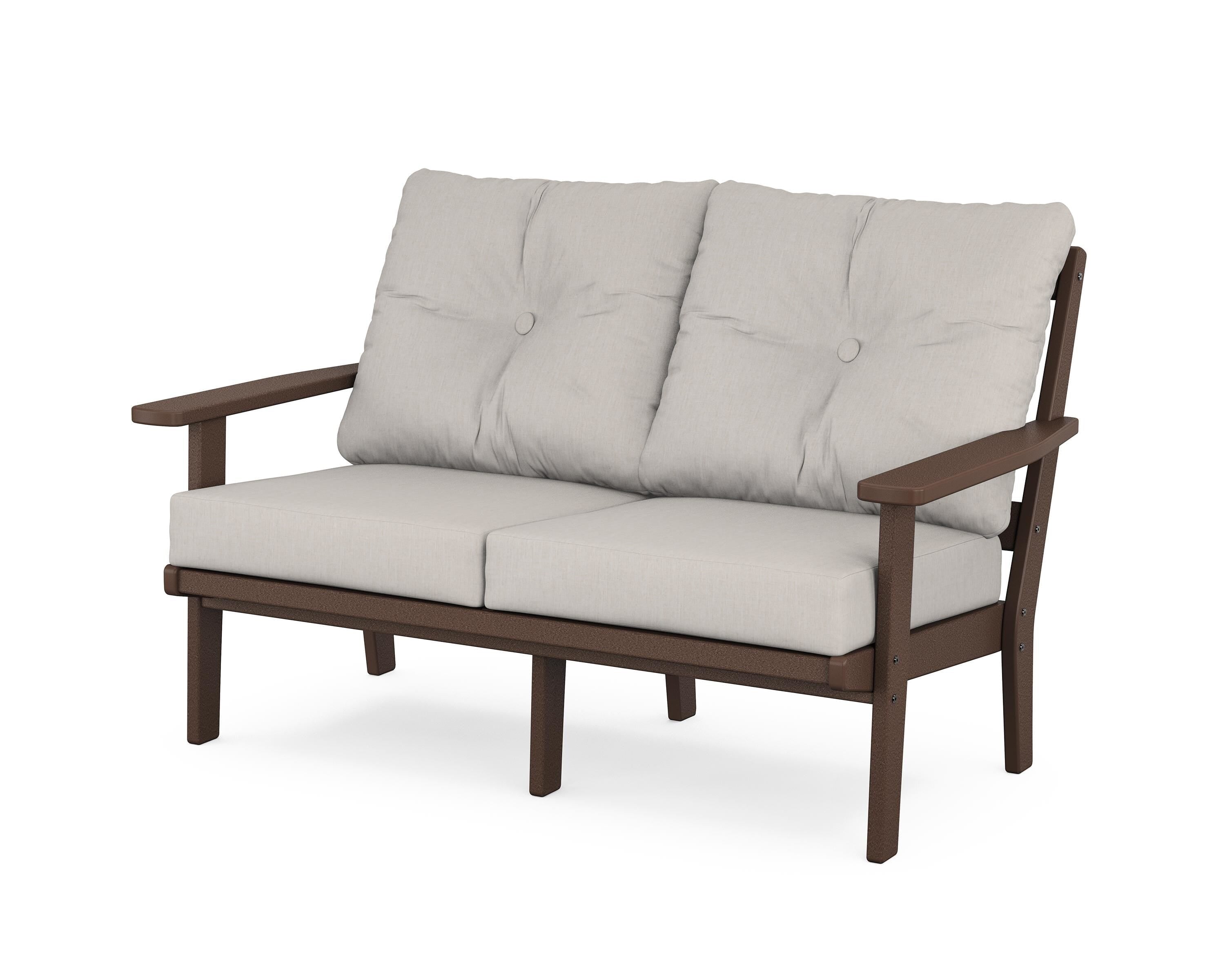POLYWOOD® Oxford Deep Seating Loveseat in Mahogany / Cast Ash
