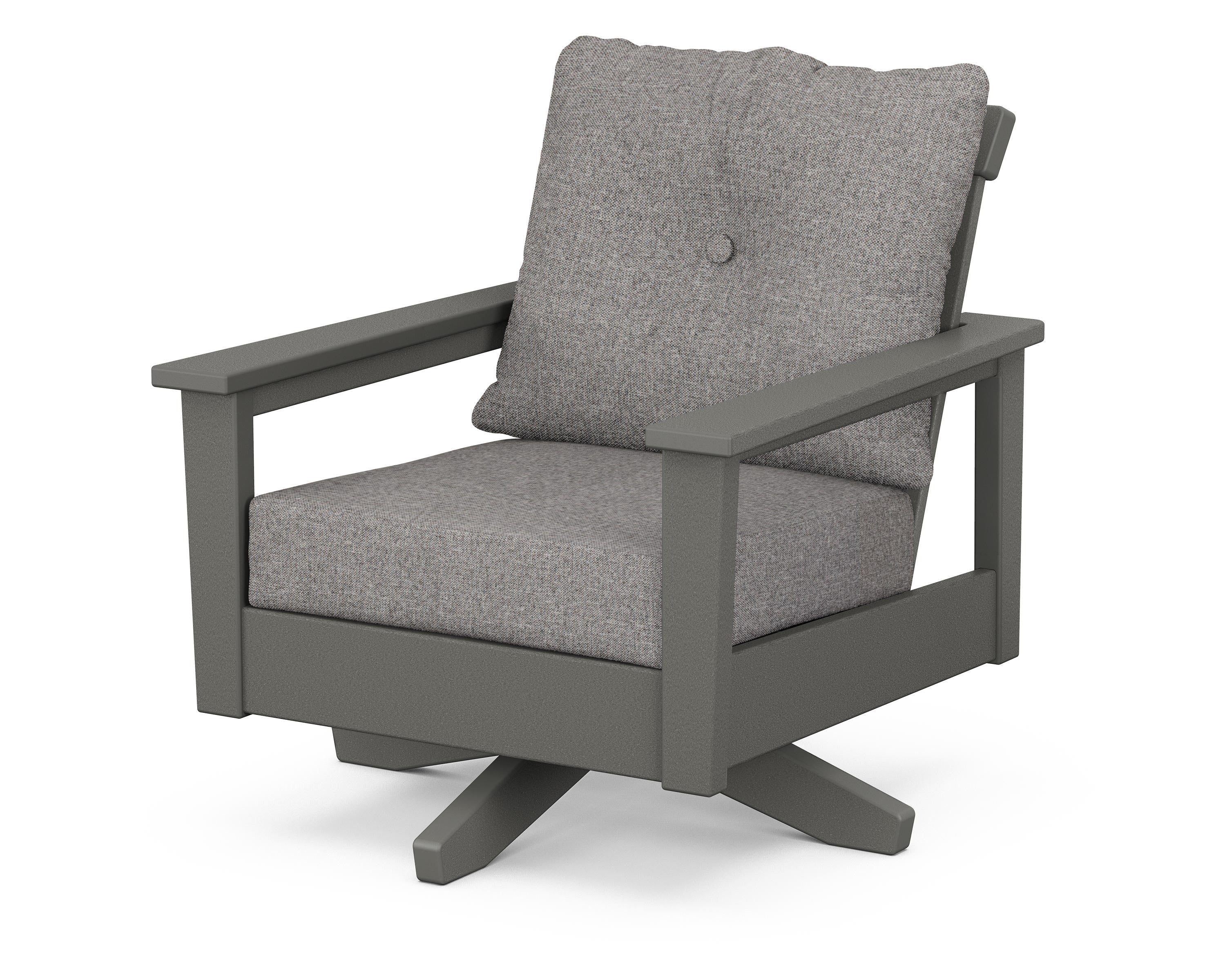 POLYWOOD® Prescott Deep Seating Swivel Chair in Slate Grey / Grey Mist